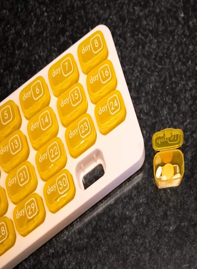pill thing 31 Day Monthly Pill Pod Organizer for Easy Medication Management - Stay on Track with Daily Vitamin Supplement Med Boxes, Ready for Travel - Yellow - Image 4